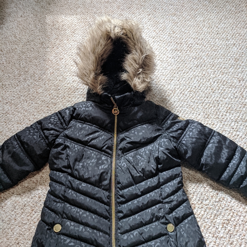 Michael Kors black leopard puffer jacket